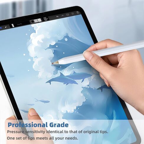 Replacement Tips for Apple Pencil Pro/ 2nd Gen/ 1st Gen/USB C, 6 Pack Upgraded Flocking Apple Pencil Tips with Case Mute Precise Wear-Resisting ipad Pen Nibs for Painting Work Study in Saudi Arabia