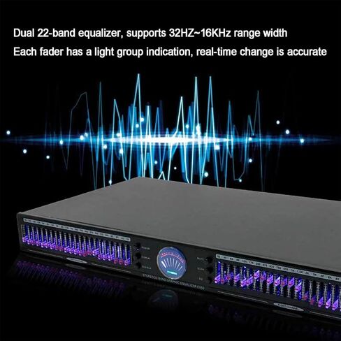 TsoLay 22-Band Audio Equalizer, Dual Channel Graphic Equalizer with 10 Preset Effects, Low/Mid/Treble Independent Adjustment, Automatic Noise Reduction, for Recording Studio, Stage in Saudi Arabia