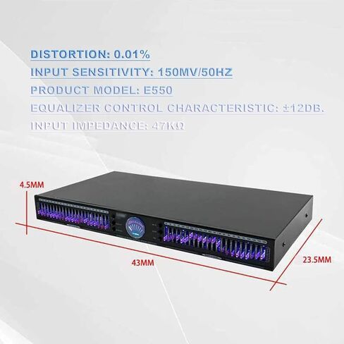 TsoLay 22-Band Audio Equalizer, Dual Channel Graphic Equalizer with 10 Preset Effects, Low/Mid/Treble Independent Adjustment, Automatic Noise Reduction, for Recording Studio, Stage in Saudi Arabia