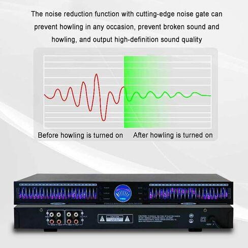 TsoLay 22-Band Audio Equalizer, Dual Channel Graphic Equalizer with 10 Preset Effects, Low/Mid/Treble Independent Adjustment, Automatic Noise Reduction, for Recording Studio, Stage in Saudi Arabia