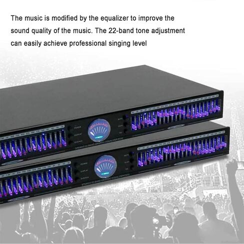 TsoLay 22-Band Audio Equalizer, Dual Channel Graphic Equalizer with 10 Preset Effects, Low/Mid/Treble Independent Adjustment, Automatic Noise Reduction, for Recording Studio, Stage in Saudi Arabia
