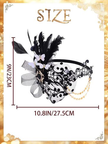 Campsis Women Masquerade Mask Feather Mask Gold Mardi Gras Masks Venetian Prom Costume Ball Metal Eye Mask for Women and Girls in Kuwait
