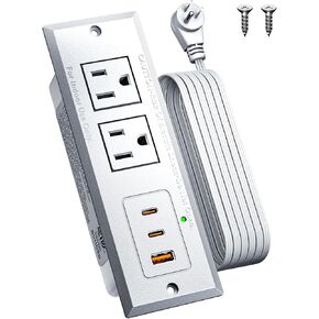 شريط الطاقة المريح مع منفذ USB C 20W ، شحن سريع USB منفذ مؤتمر ميناء مريح ، مقطع فضاء لجانب الأثاث ، طاولة نهاية ، منفذ مكتب مع سلك 6 أقدام ، 45 درجة قابس مسطح رفيع ، الأسود in Kuwait