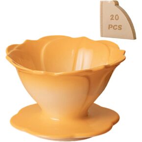 Ceramic Pour Over Coffee Dripper Flower Shape V01 with 20 Filters in Kuwait