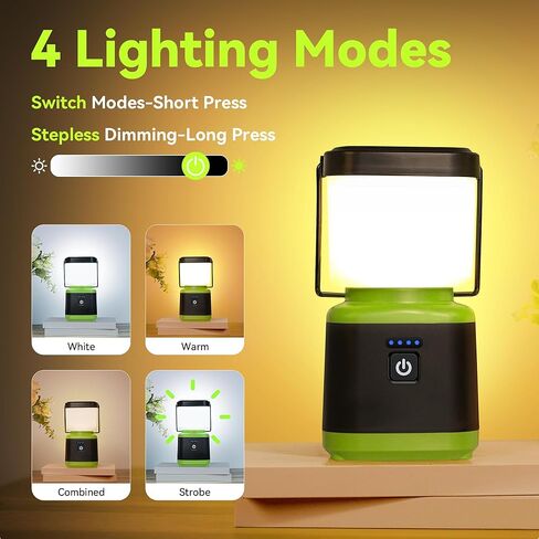 Alpswolf Camping Lantern القابلة لإعادة الشحن ، 1000 لتر 4 أوضاع عديمة الخطوة فانوس LED ، 4000 مللي أمبير في الساعة فانوس قابلة للشحن لانقطاع التيار الكهربائي ، IPX4 مضاد للماء ضوء التخييم المحمول ، الأخضر 1 حزمة in Kuwait