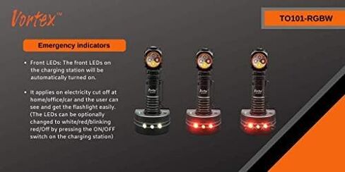 Vortex to101-RGBW 2 في 1 العمل والطوارئ RGB LED شحن الرصيف 7/24 الزاوية اليمنى القاعدة المغناطيسية Mini-USB الشحن حتى 1200 Lumen Home Home Flight in Saudi Arabia