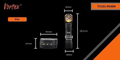 Vortex to101-RGBW 2 في 1 العمل والطوارئ RGB LED شحن الرصيف 7/24 الزاوية اليمنى القاعدة المغناطيسية Mini-USB الشحن حتى 1200 Lumen Home Home Flight in Saudi Arabia