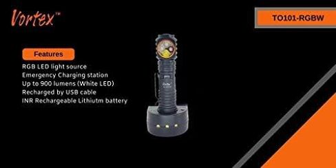 Vortex to101-RGBW 2 في 1 العمل والطوارئ RGB LED شحن الرصيف 7/24 الزاوية اليمنى القاعدة المغناطيسية Mini-USB الشحن حتى 1200 Lumen Home Home Flight in Saudi Arabia