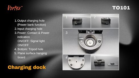 Vortex TO101 2 in 1 Working and Emergency Rechargeable Charging Dock 7/24 Right Angle Base Charging Up to 1200 Lumen Mini-USB Charging Handheld Tripod Compatible Home Safety Flashlight in Saudi Arabia
