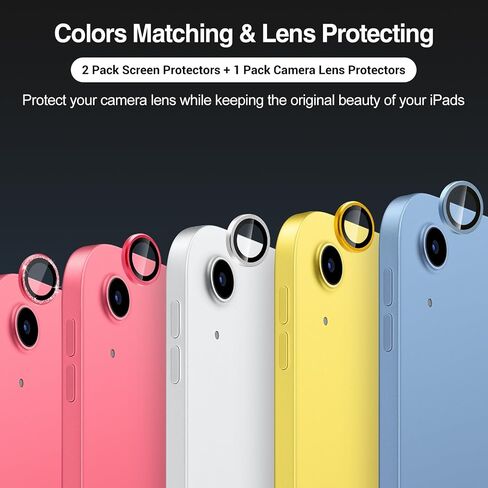 ProCase 2 Pack Screen Protector for iPad A16 2025 11th/10th 2022 Generation (11-inch/10.9), Clear Tempered Glass Film Guard with 1 Camera Lens Protector -Blue in Saudi Arabia