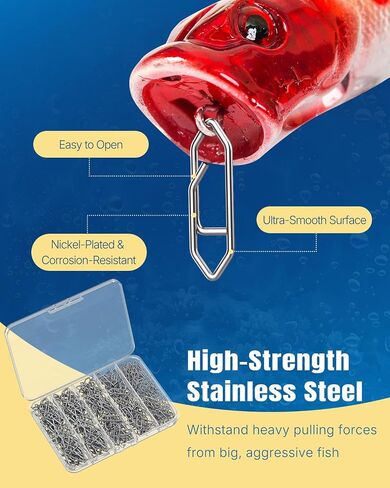 Pawfly 300 Pcs Speed Clips for Fishing Lures, Fishing Speed Clips for Quick Change, Strong Stainless Steel Fishing Clips, Lure Tackle for Saltwater & Freshwater, Topwater Speed Clips in Saudi Arabia