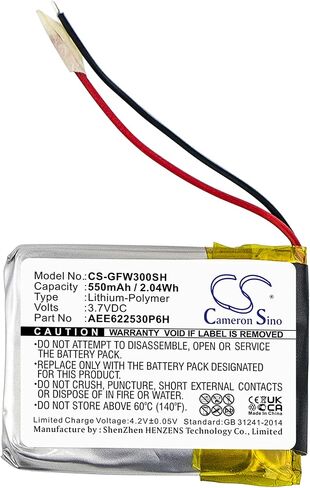 Cameron Sino Battery for Golf Buddy WT3 GPS Watch PN: Golf Buddy AEE622530P6H 550MAH / 2.04WH in Saudi Arabia