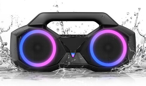 Bluetooth Speaker 80W(Peak)Loud with Bass, 20H Playtime, IPX7 Waterproof, RGB Lights, TWS, Large Portable Wireless Speakers for Outdoor, Home, Party, Pool, Beach, Tailgating, Gym, Work, Gifts (Black) in Saudi Arabia