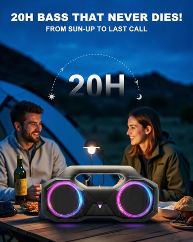 Bluetooth Speaker 80W(Peak)Loud with Bass, 20H Playtime, IPX7 Waterproof, RGB Lights, TWS, Large Portable Wireless Speakers for Outdoor, Home, Party, Pool, Beach, Tailgating, Gym, Work, Gifts (Black) in Saudi Arabia