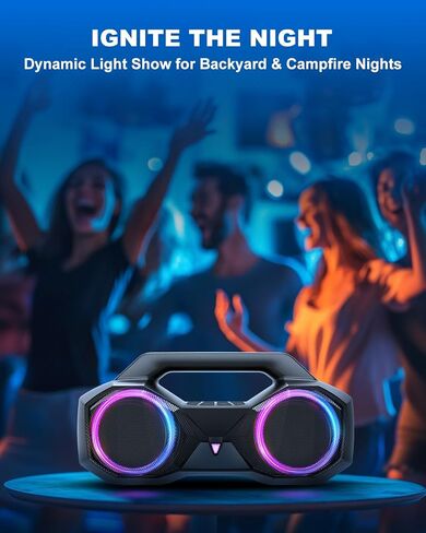 Bluetooth Speaker 80W(Peak)Loud with Bass, 20H Playtime, IPX7 Waterproof, RGB Lights, TWS, Large Portable Wireless Speakers for Outdoor, Home, Party, Pool, Beach, Tailgating, Gym, Work, Gifts (Black) in Saudi Arabia