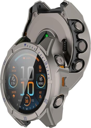حالة صلبة لـ Garmin Tactix 8 AMOLED 47 مم 51 مم مع واقي الشاشة ، وغطاء واقي من القضية الصلبة المضاد للصدمات المضاد للخلع مع زجاج مقسى (Black & Green ، Garmin Tactix 8 AMOLED 51MM) in Saudi Arabia