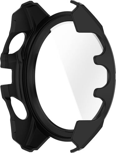 Hard Case for Garmin Tactix 8 AMOLED 47mm 51mm with Screen Protector, Hard PC Protective Case Shockproof Anti-Scratch Bumper Cover with Tempered Glass (Black&Green, Garmin Tactix 8 AMOLED 51mm) in Saudi Arabia