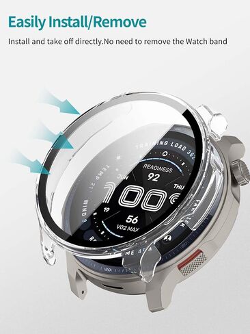 2pack Case for Amazfit Balance 2, Protective Cover Smart Watch,Built-in 9H Tempered Glass Film, Hard PC,Easy to Install,Screen Protector for Amazfit Balance 2(Black+Clear) in Saudi Arabia
