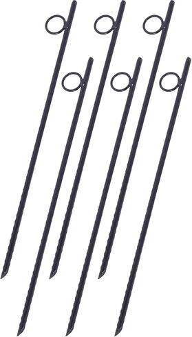 6 Pack Rebar Stakes 3/8" x 18" Heavy Duty Steel Ground Anchors with 1" Loop & Angled End for Canopy, Camping, Tent, Tarps, Garden & Yard, Black in Kuwait