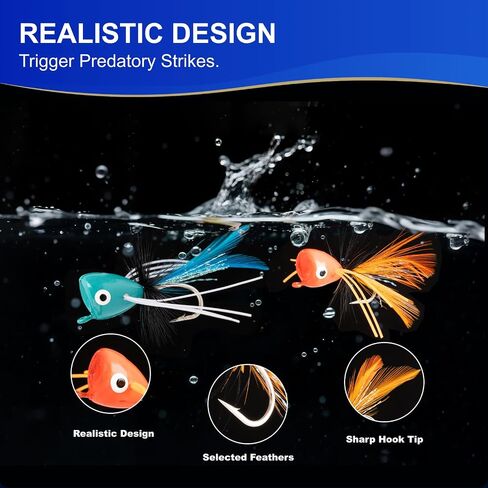 16 PCS Fly Fixing Poppers ، 8 Color Popper Fishing Lure Blegegill Crappie Trout Panfish Berch ، ملحقات الصيد الذبابة in Saudi Arabia