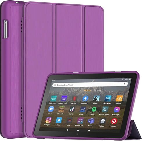 New Amazon Fire HD 8 Case (الجيل الثاني عشر/العاشر ، 2024/2022/2020) ، غطاء Lainergie Slim Light Smart Trifold Stand Pu Leth in Kuwait