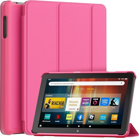New Amazon Fire HD 8 Case (الجيل الثاني عشر/العاشر ، 2024/2022/2020) ، غطاء Lainergie Slim Light Smart Trifold Stand Pu Leth in Kuwait
