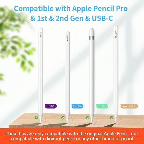 Digiroot Upgraded Replacement Tip for Apple Pencil Pro/1st/2nd Gen/USB-C&Logitech Crayon, 0.72mm No Wear Out Fine Point Precise Control Pen Like Nibs for iPad Pro/Air/Mini Pencil-2 Pack in Kuwait
