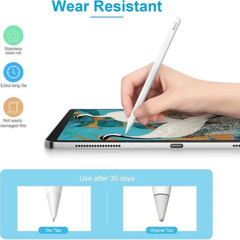 Digiroot Upgraded Replacement Tip for Apple Pencil Pro/1st/2nd Gen/USB-C&Logitech Crayon, 0.72mm No Wear Out Fine Point Precise Control Pen Like Nibs for iPad Pro/Air/Mini Pencil-2 Pack in Kuwait
