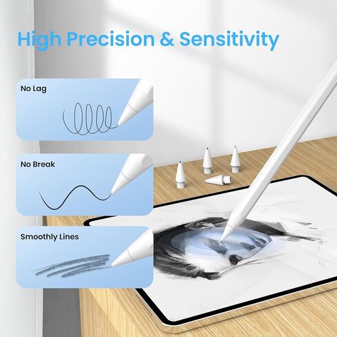 Digiroot Upgraded Replacement Tip for Apple Pencil Pro/1st/2nd Gen/USB-C&Logitech Crayon, 0.72mm No Wear Out Fine Point Precise Control Pen Like Nibs for iPad Pro/Air/Mini Pencil-2 Pack in Kuwait
