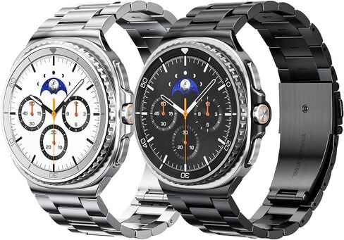 2pcs العصابات المعدنية لـ Galaxy Watch 8 فرقة كلاسيكية Samsung Galaxy Watch 8 Band 46mm 44mm 40mm Men Stains Strap Strap Slicy Warmant Elegant Discalant Pracelet for Galaxy Watch 8/8 Classic Women in Kuwait