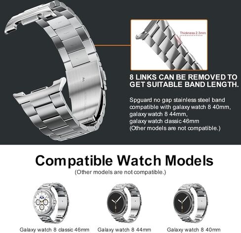 2pcs العصابات المعدنية لـ Galaxy Watch 8 فرقة كلاسيكية Samsung Galaxy Watch 8 Band 46mm 44mm 40mm Men Stains Strap Strap Slicy Warmant Elegant Discalant Pracelet for Galaxy Watch 8/8 Classic Women in Kuwait