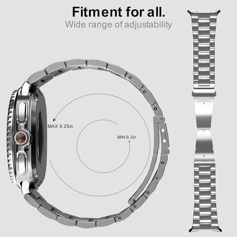 2pcs العصابات المعدنية لـ Galaxy Watch 8 فرقة كلاسيكية Samsung Galaxy Watch 8 Band 46mm 44mm 40mm Men Stains Strap Strap Slicy Warmant Elegant Discalant Pracelet for Galaxy Watch 8/8 Classic Women in Kuwait