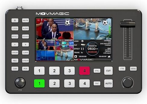 MovMagic M1 5 "4CH Full HD Multiview Switcher للبث المباشر ، يدعم PTZ Control/PIP/POP/SSD/LOGO/UVC ، خلاط الفيديو in Saudi Arabia