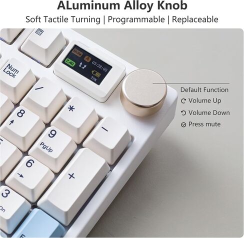 NJ98 اللوحة اللاسلكية المخصصة الميكانيكية مع مقبض الشاشة 96 ٪ Hot Swappable RGB لوحة مفاتيح MAC (أبيض ، صفيحة نحاسية في البحر العميق) in Saudi Arabia