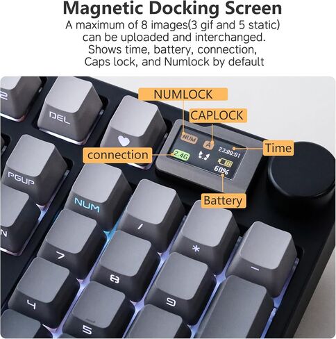 NJ98 اللوحة اللاسلكية المخصصة الميكانيكية مع مقبض الشاشة 96 ٪ Hot Swappable RGB لوحة مفاتيح MAC (أبيض ، صفيحة نحاسية في البحر العميق) in Saudi Arabia