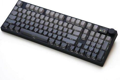 NJ98 اللوحة اللاسلكية المخصصة الميكانيكية مع مقبض الشاشة 96 ٪ Hot Swappable RGB لوحة مفاتيح MAC (أبيض ، صفيحة نحاسية في البحر العميق) in Saudi Arabia