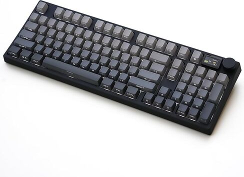NJ98 اللوحة اللاسلكية المخصصة الميكانيكية مع مقبض الشاشة 96 ٪ Hot Swappable RGB لوحة مفاتيح MAC (أبيض ، صفيحة نحاسية في البحر العميق) in Saudi Arabia