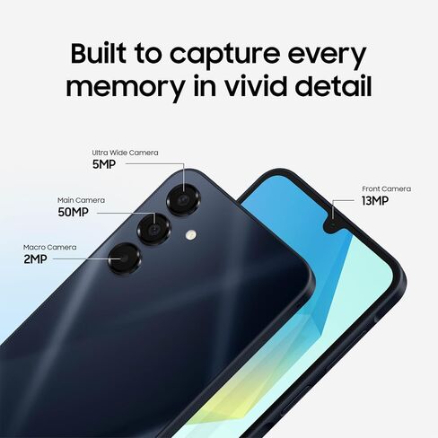 Samsung Galaxy A16 5G A Series Cell Phone, Unlocked Android Smartphone, Large AMOLED Display, Durable Design, Super Fast Charging, Expandable Storage, US Version, 2025, Blue Black (Renewed) in Saudi Arabia