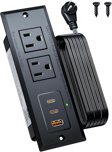 شريط الطاقة المريح مع منفذ USB C 20W ، شحن سريع USB منفذ مؤتمر ميناء مريح ، مقطع فضاء لجانب الأثاث ، طاولة نهاية ، منفذ مكتب مع سلك 6 أقدام ، 45 درجة قابس مسطح رفيع ، الأسود in Kuwait