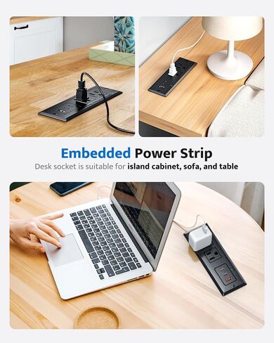 شريط الطاقة المريح مع منفذ USB C 20W ، شحن سريع USB منفذ مؤتمر ميناء مريح ، مقطع فضاء لجانب الأثاث ، طاولة نهاية ، منفذ مكتب مع سلك 6 أقدام ، 45 درجة قابس مسطح رفيع ، الأسود in Kuwait