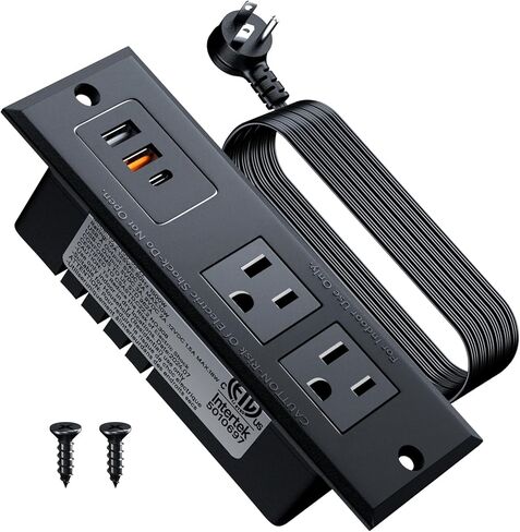 شريط الطاقة المريح مع منفذ USB C 20W ، شحن سريع USB منفذ مؤتمر ميناء مريح ، مقطع فضاء لجانب الأثاث ، طاولة نهاية ، منفذ مكتب مع سلك 6 أقدام ، 45 درجة قابس مسطح رفيع ، الأسود in Kuwait