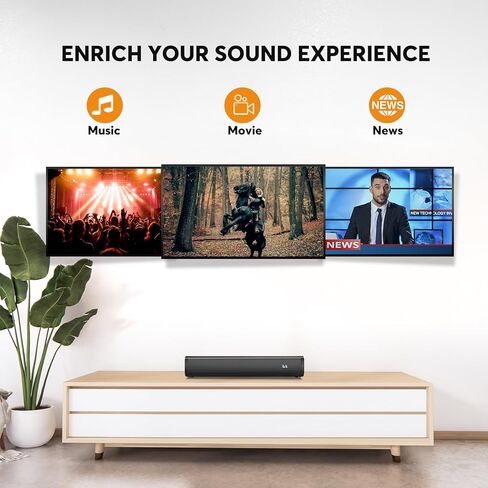 Wohome 2.1 Small Sound Bars for TV, Built-in Subwoofer with 6 Levels Voice Enhancement, 16 Inches Bluetooth 5.3 Soundbar Speakers with Optical/AUX/USB Connection (Renewed) in Saudi Arabia