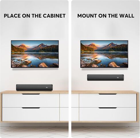 Wohome 2.1 Small Sound Bars for TV, Built-in Subwoofer with 6 Levels Voice Enhancement, 16 Inches Bluetooth 5.3 Soundbar Speakers with Optical/AUX/USB Connection (Renewed) in Saudi Arabia