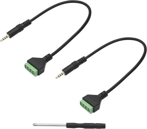 3.5mm Audio Terminal Block Cable 11.8inch, Gold Plated TS 1/8 inch Mono Male to 2 Pin Solderless Screw Terminal Female Audio Adapter Cable with Screwdriver - 2Pcs in Kuwait