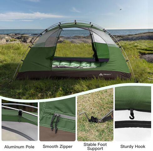 Forceatt Camping Tent 2 شخص ، على ظهر الخيمة على الظهر مقاوم للماء ومقاوم للرياح ، خيمة فورية للغاية مع طيران المطر للتخييم ، المشي لمسافات طويلة ، في الهواء الطلق in Kuwait