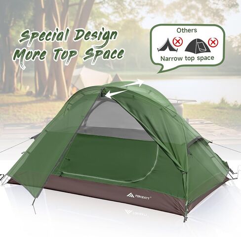 Forceatt Camping Tent 2 شخص ، على ظهر الخيمة على الظهر مقاوم للماء ومقاوم للرياح ، خيمة فورية للغاية مع طيران المطر للتخييم ، المشي لمسافات طويلة ، في الهواء الطلق in Kuwait