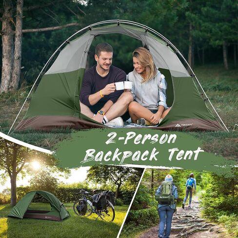 Forceatt Camping Tent 2 شخص ، على ظهر الخيمة على الظهر مقاوم للماء ومقاوم للرياح ، خيمة فورية للغاية مع طيران المطر للتخييم ، المشي لمسافات طويلة ، في الهواء الطلق in Kuwait