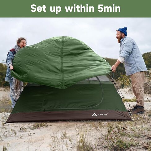 Forceatt Camping Tent 2 شخص ، على ظهر الخيمة على الظهر مقاوم للماء ومقاوم للرياح ، خيمة فورية للغاية مع طيران المطر للتخييم ، المشي لمسافات طويلة ، في الهواء الطلق in Kuwait