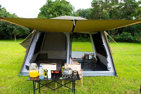 Three Bears 6-Person Tent, 3000mm Waterproof Double-Layer Tent with Room Dividers, Family Tent with Color-Coded Connection Buckles, Front and Rear Vestibules Can Be Set Up as Sunshade Canopies in Kuwait
