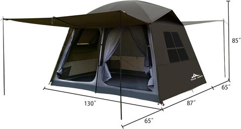 Three Bears 6-Person Tent, 3000mm Waterproof Double-Layer Tent with Room Dividers, Family Tent with Color-Coded Connection Buckles, Front and Rear Vestibules Can Be Set Up as Sunshade Canopies in Kuwait